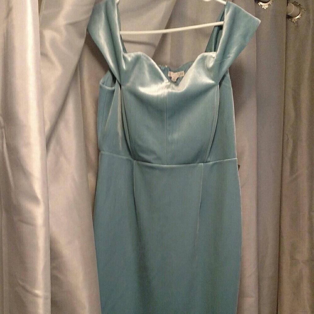 New York & Company NY Co blue velvet midi dress 14